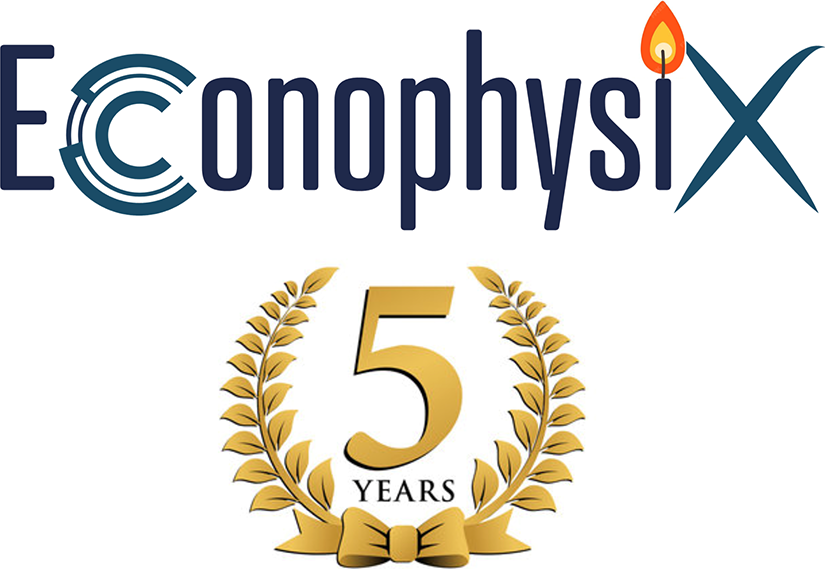 Logo anniversaire des 5 ans de l'équipe EconophysiX
